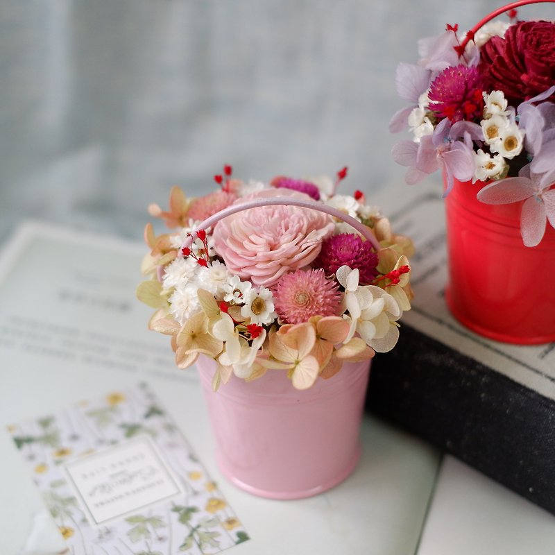 To be continued | Powder green dry flower spread pot flower bridesmaid gift pre-order - ช่อดอกไม้แห้ง - พืช/ดอกไม้ สึชมพู