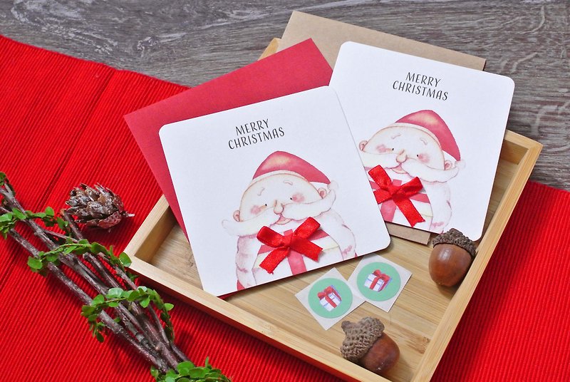 Christmas gift card-Merry Christmas - การ์ด/โปสการ์ด - กระดาษ สีแดง