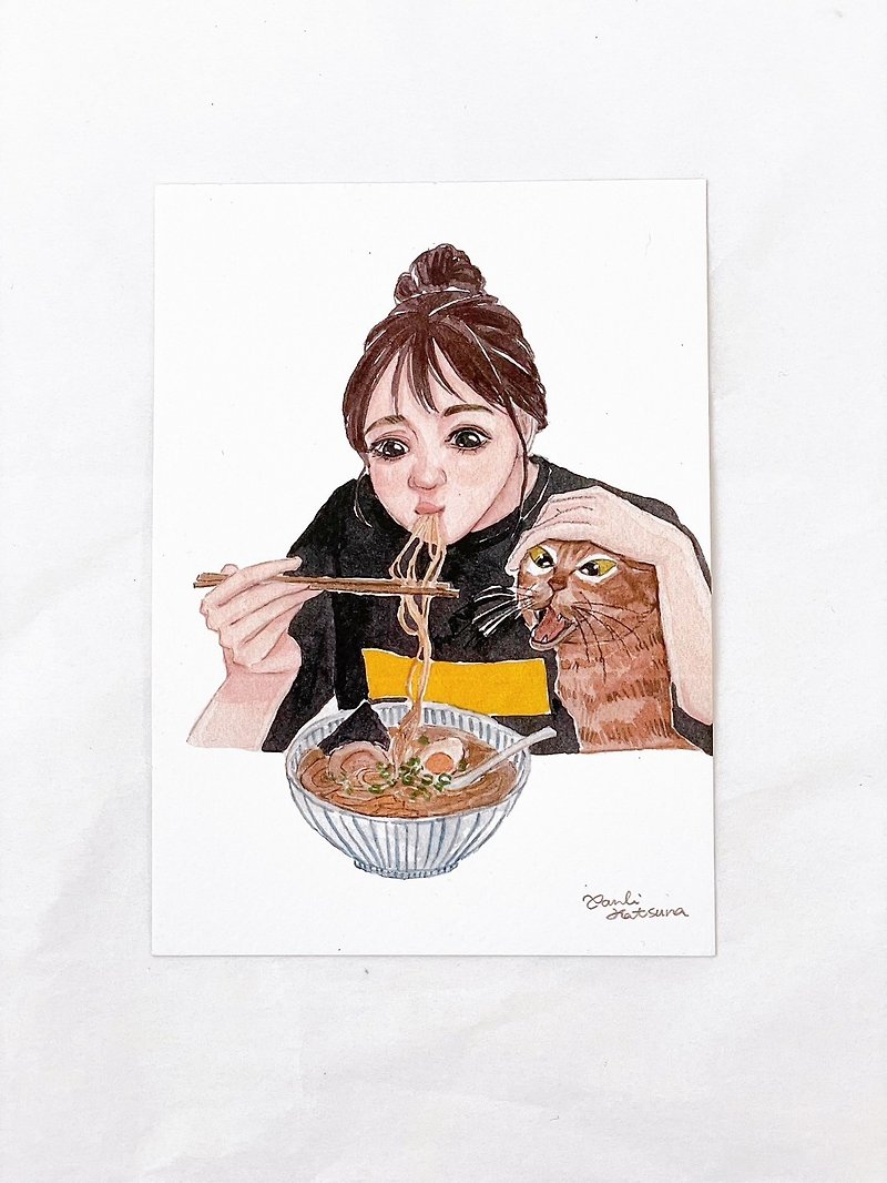 Eat ramen for me too/postcard/watercolor hand-painted/card - Cards & Postcards - Paper 