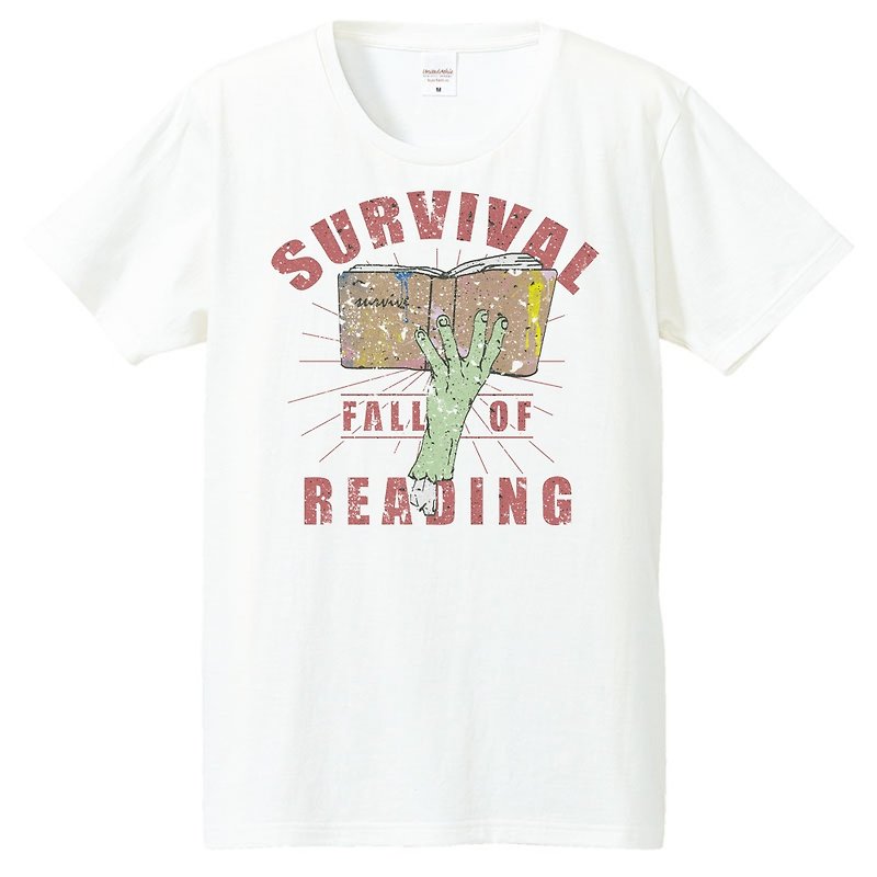 T-shirt / Fall of reading - 男 T 恤 - 棉．麻 白色