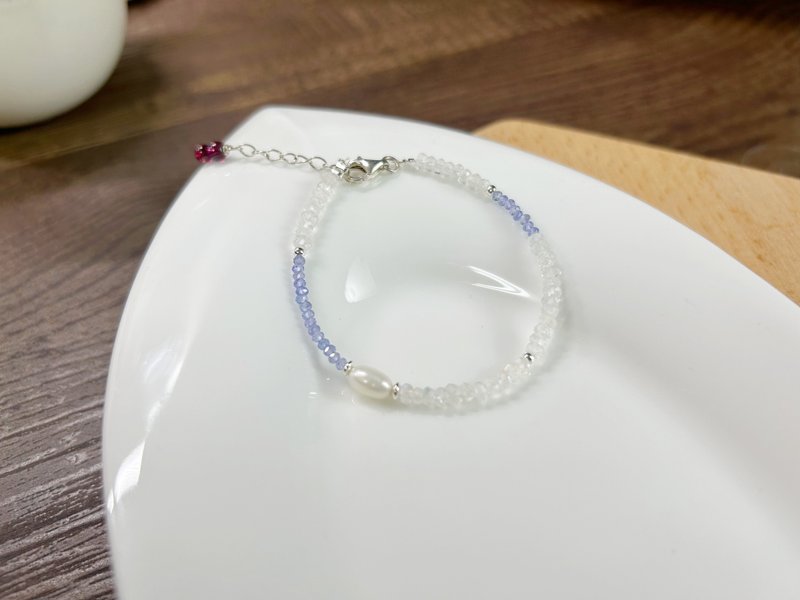 丹泉石 月光石 珍珠 925銀 提升氣質 戀人石 心想事成 增加智慧 - 手鍊/手環 - 水晶 