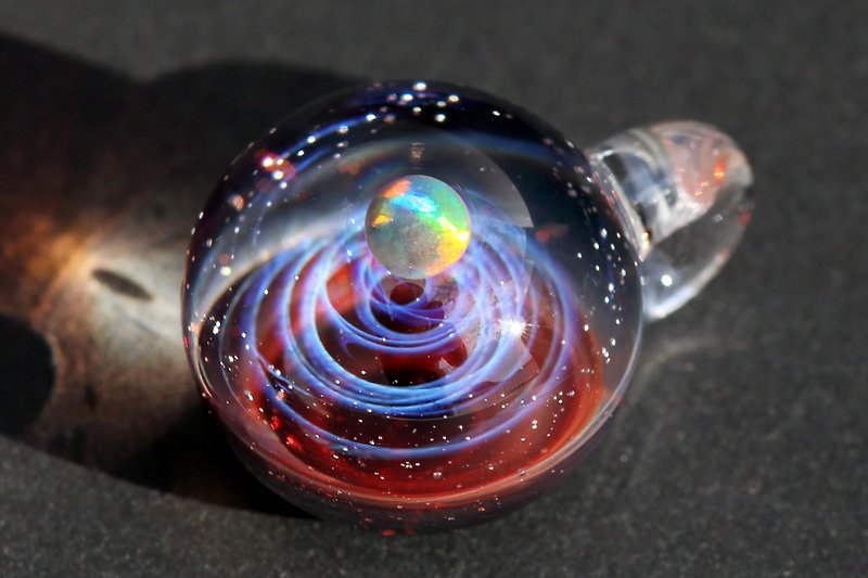 Spiral Galaxy Glass Pendant no. 853 - Chokers - Glass Purple