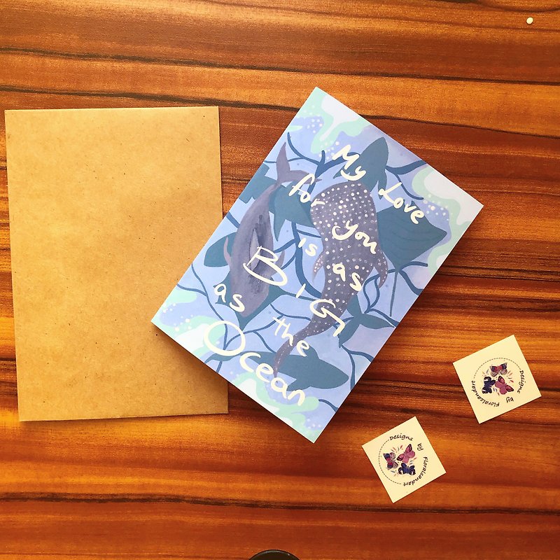 Whale Valentine's Day Card - การ์ด/โปสการ์ด - กระดาษ หลากหลายสี