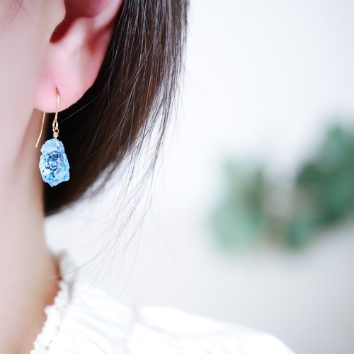 氷ピアス&イヤリング 14K 天然アクアマリン - ショップ 氷ピアス&イヤリング 14K 天然アクアマリン - ショップ
