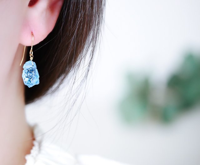 14kgf/アクアマリンx七色天然石ピアス | iichi 日々の暮らしを