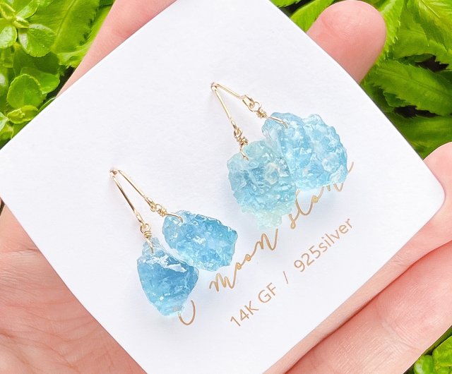 氷ピアス&イヤリング 14K 天然アクアマリン - ショップ