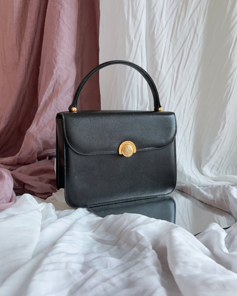 【中古包 Vintage】Aylesbury 黑色金扣古董包丨手提 側背 斜背 - 手提包/手提袋 - 真皮 黑色