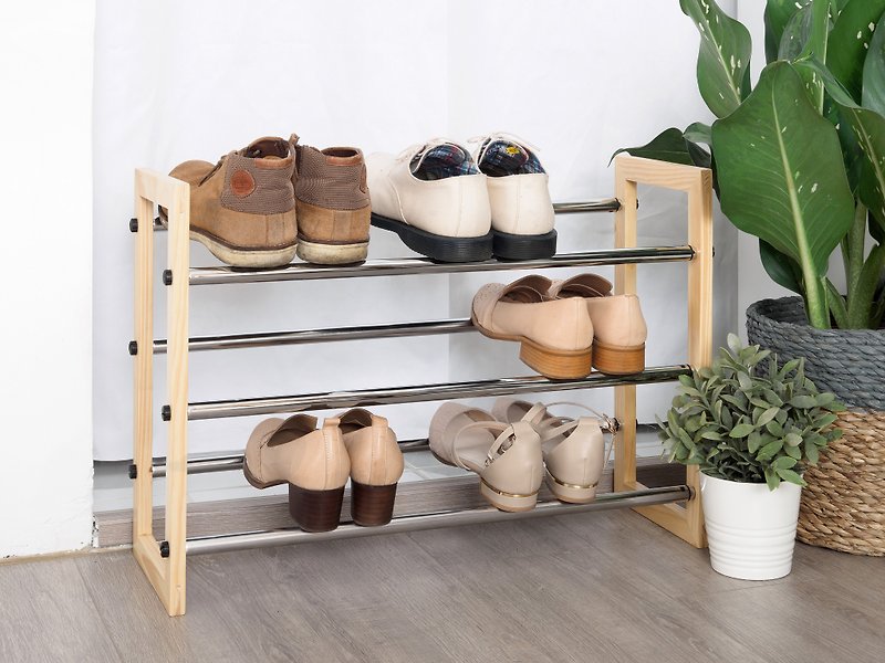 LIGFE 3-Tier Natural Free Stand Shoe Rack - Wardrobes & Shoe Cabinets - Other Metals Khaki