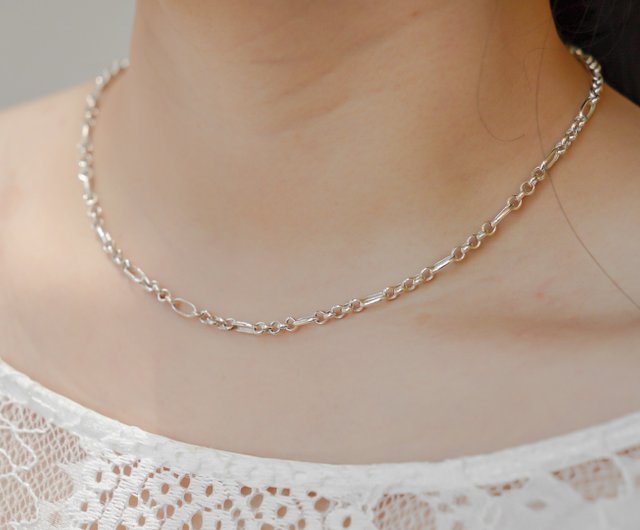 SV925 Thick Rounded Chain Necklace, Adjustable, Pearl Chain, Men's