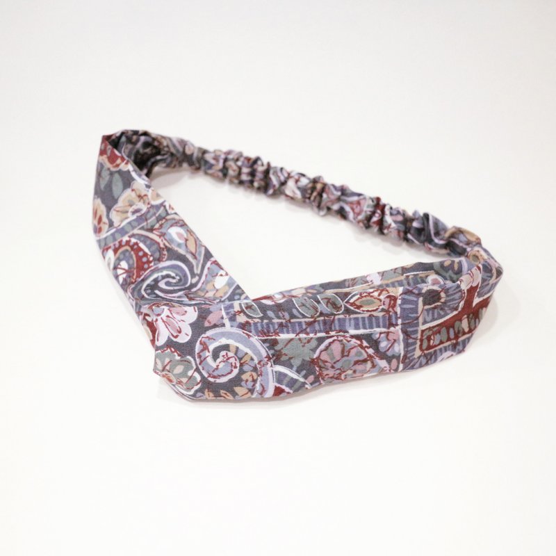 JOJA│ no time to play Wen Qing take the name: Japanese handmade old cloth elastic headband - Hair Accessories - Cotton & Hemp Red