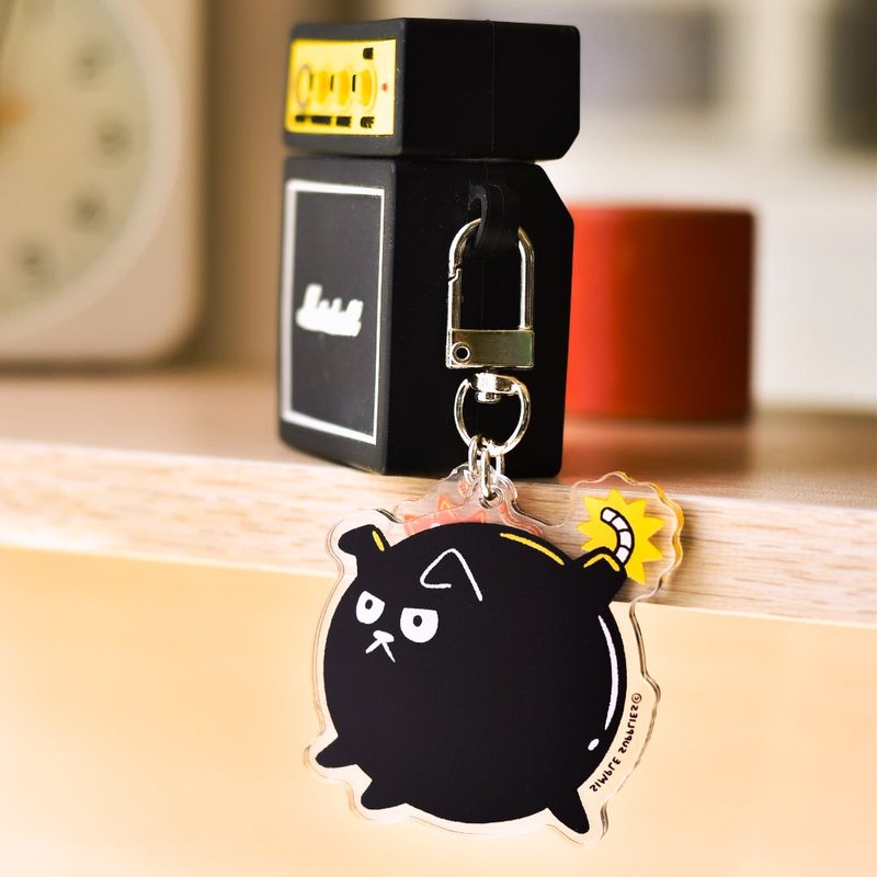 Bomb Dog Acrylic Keychain / Airpod case pendant - 吊飾/掛飾 - 壓克力 黑色