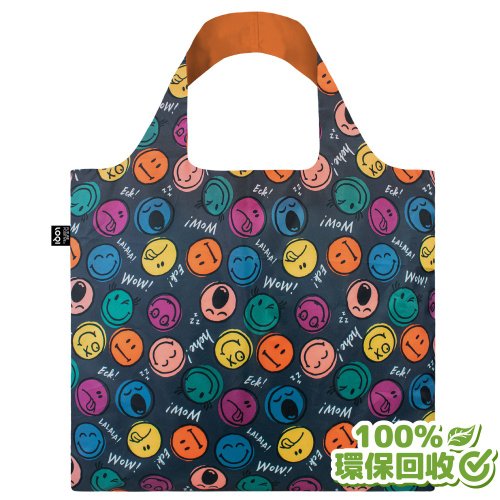 LOQI LOQI 環保材質購物袋-笑臉smiley 男孩女孩 (無扣帶、無暗袋)