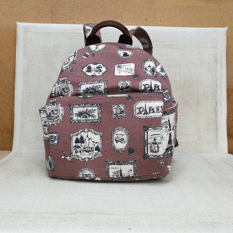 Paris Eiffel Tower Backpack - Messenger Bags & Sling Bags - Cotton & Hemp Brown