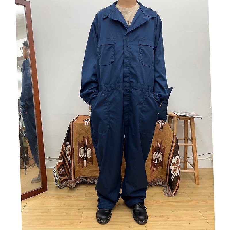 US military public issue USN jumpsuit overalls navy navy blue patch second-hand vintage 52 - กางเกงขายาว - ผ้าฝ้าย/ผ้าลินิน สีน้ำเงิน