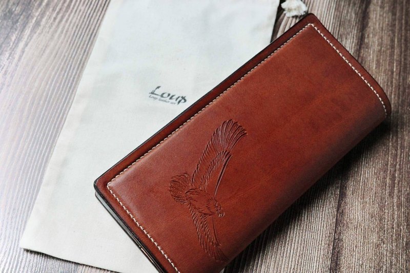 Loup leather art - 鳥類雕刻長夾 - 錢包/皮夾/長短夾 - 真皮 