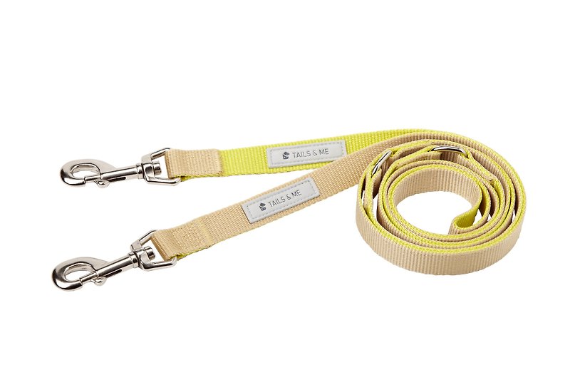 [Tail and me] multi-function two-color standard leash yellow / khaki M - ปลอกคอ - ไนลอน 