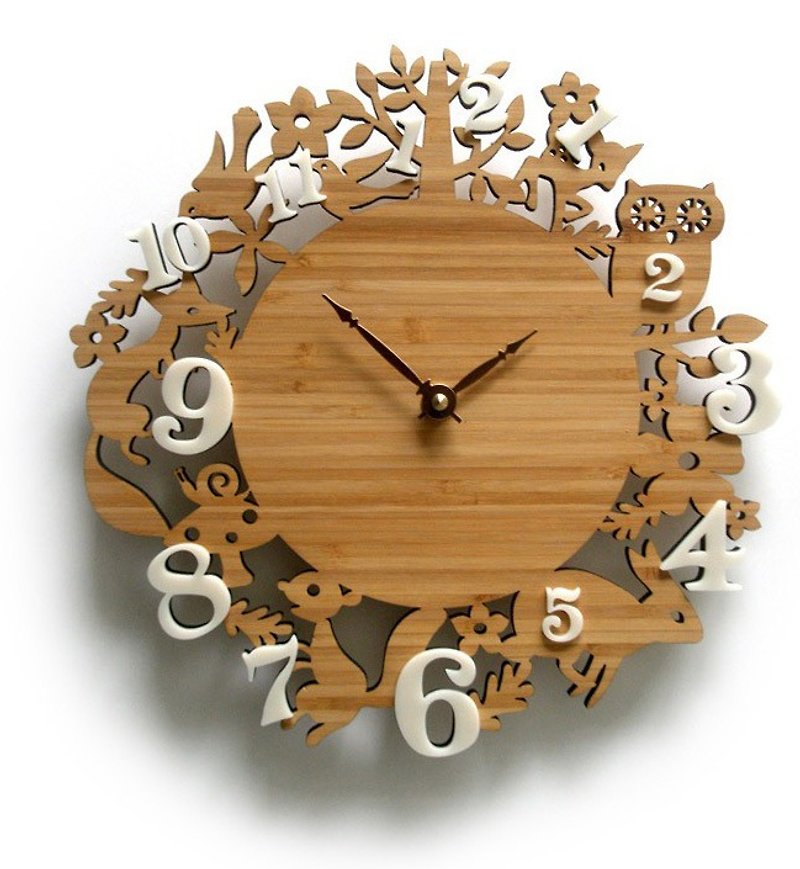 It's My Forest Clock Bamboo with Ivory Acrylic Numbers - Clocks - Bamboo Brown