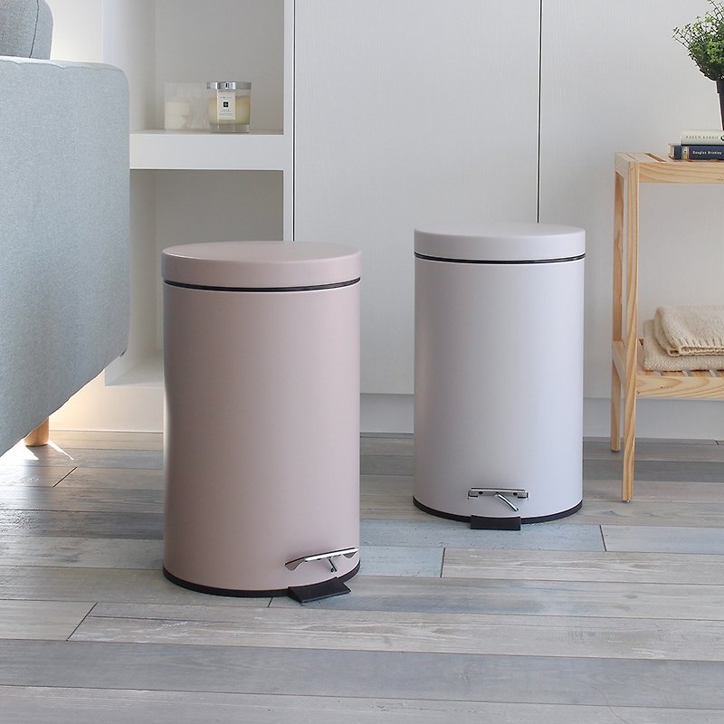 12L slow-lowering silent trash can milk tea color white and gray optional - Trash Cans - Other Materials Multicolor