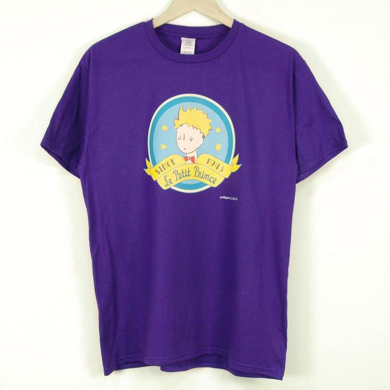 Little Prince Classic Edition Authorization - T-shirt: [tell you loud Hi] adult short-sleeved T-shirt, AA14 - เสื้อฮู้ด - ผ้าฝ้าย/ผ้าลินิน สีน้ำเงิน