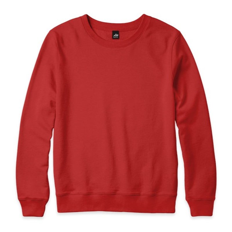 素色長袖大學T恤 - 紅 - 男 T 恤 - 棉．麻 紅色