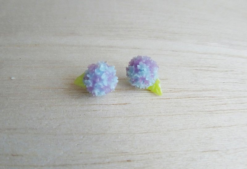 Blue and Purple Hydrangea Sterling Silver Earrings/ Clip-On