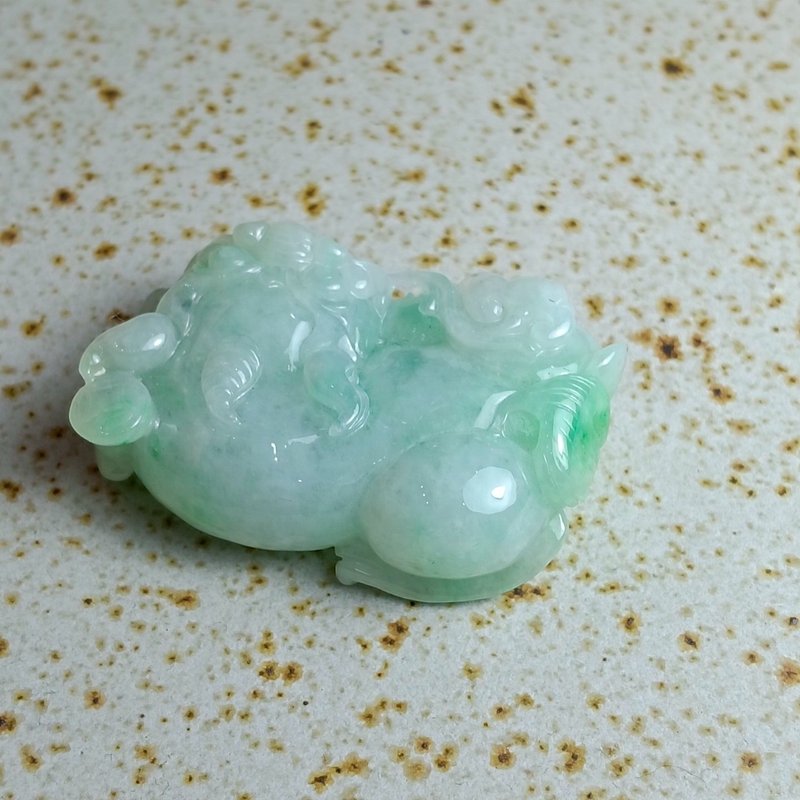 J0208天然翡翠A貨 . 冰糯果綠貔貅.招財.擺件. - 擺飾/家飾品 - 玉石 