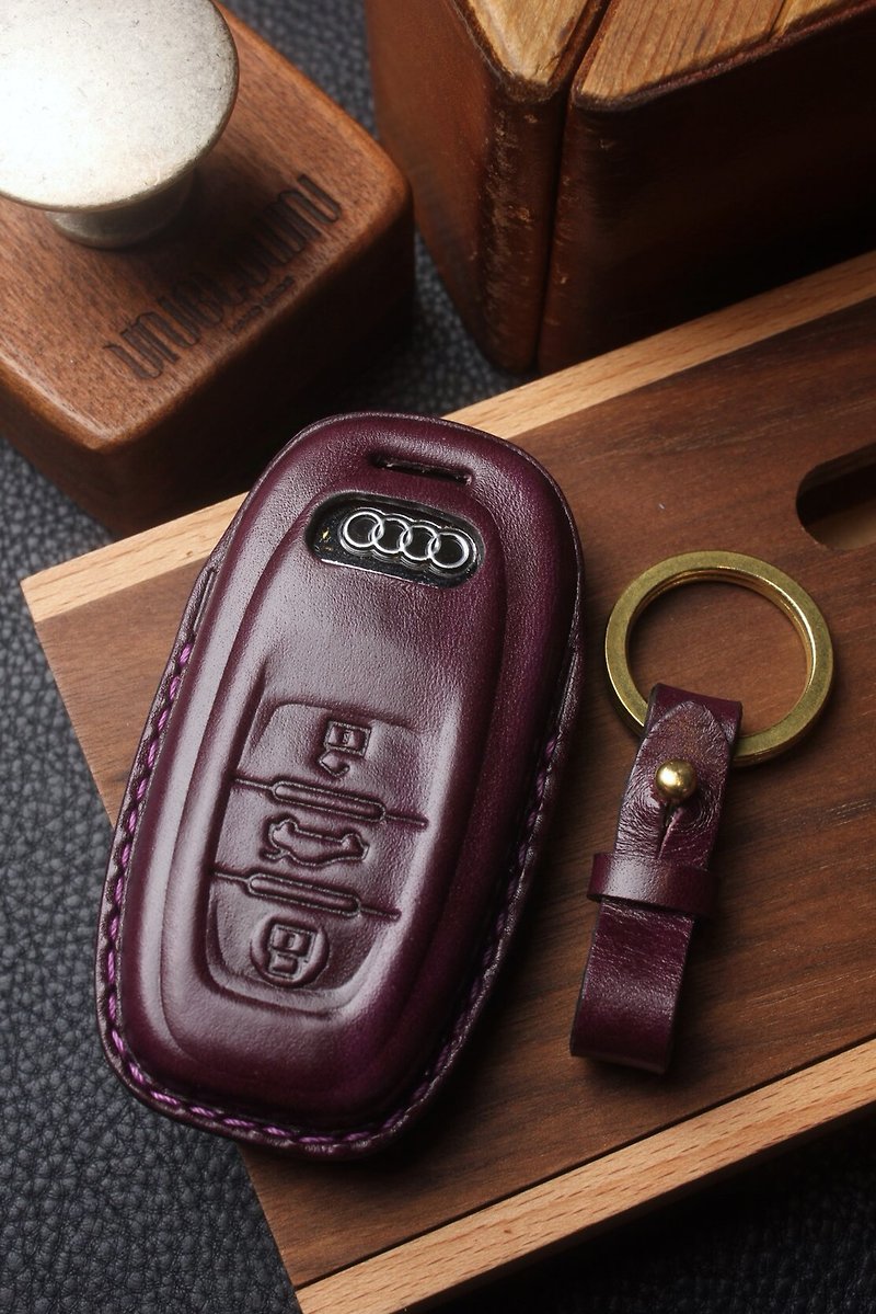 [Poseidon boutique handmade leather goods] AUDI Audi car key bag key leather case leather - ที่ห้อยกุญแจ - หนังแท้ 