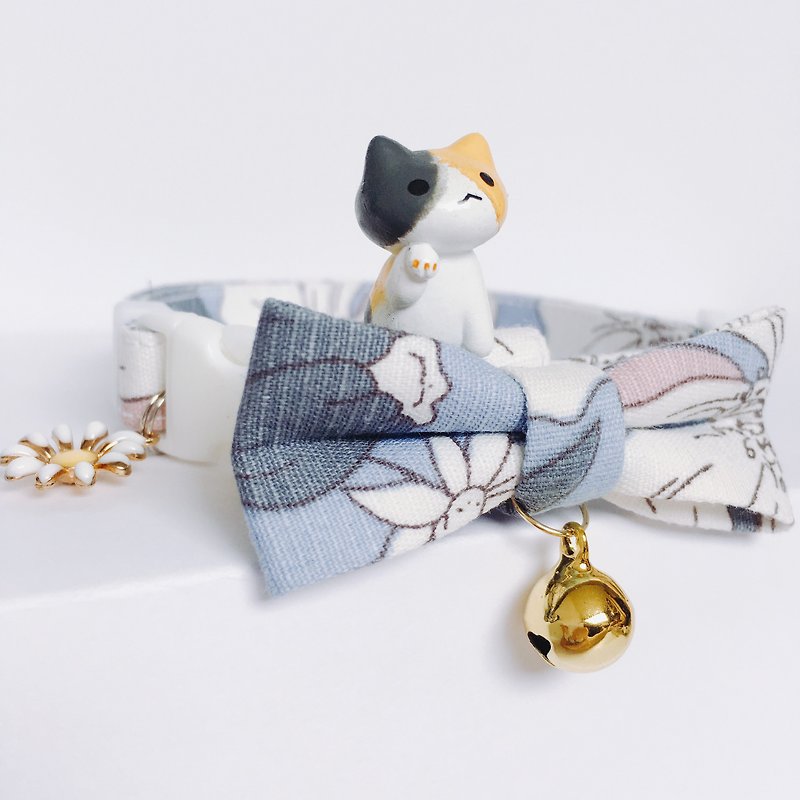 MaoFenBiBi Flower Blue Deer - Handmade Collar & Handmade Collar - ปลอกคอ - ผ้าฝ้าย/ผ้าลินิน 