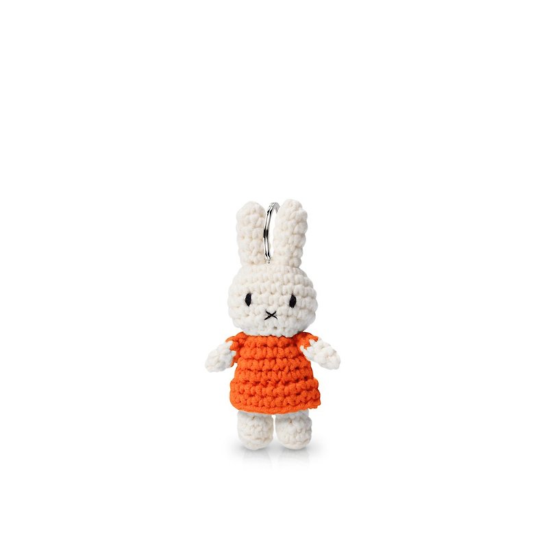荷蘭Miffy米飛兔【miffy橘紅洋裝鑰匙圈】純棉全手工鉤針編織業 - 鑰匙圈/鑰匙包 - 棉．麻 橘色