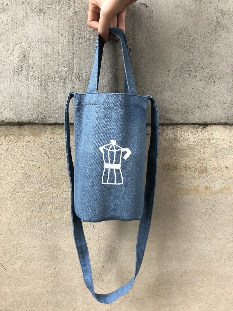 It’s not coffee you can’t do-large dual-purpose long and short denim water bottle bag - Messenger Bags & Sling Bags - Other Materials Blue