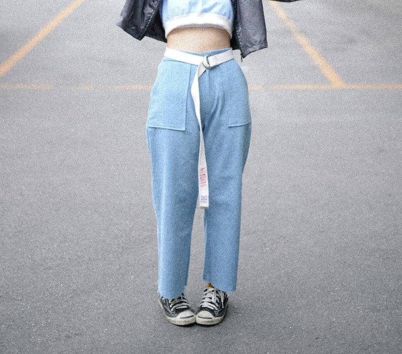 Basic pants Jean. - 女長褲 - 棉．麻 藍色