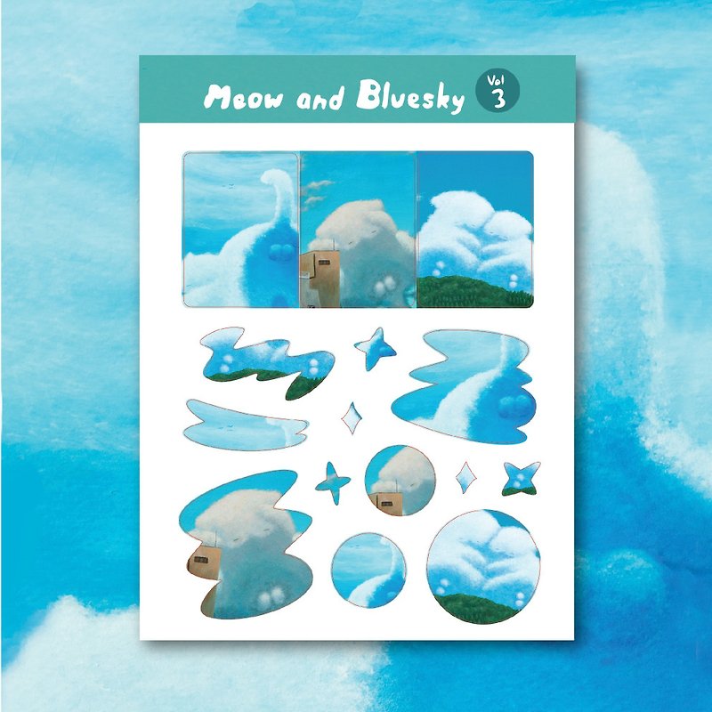 (Meow and Bluesky) Sticker Sheet A6 vol.3 - Stickers - Waterproof Material 