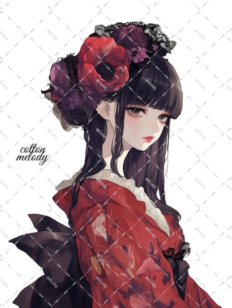 original sticker no.7194 人物ステッカー オリジナルステッカー 人物ステッカー 女の子ステッカー オリジナル人物ステッカー - 貼紙 - 紙 