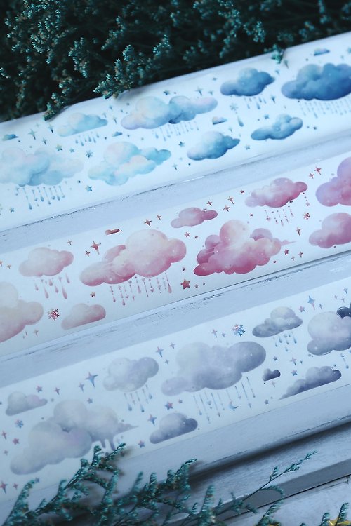 西舎文創工作室 雲朵朵 可愛夢幻的雲彩三色合集 實用拼貼造景 PET 和紙膠帶
