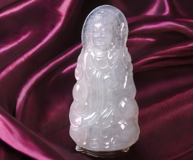 氷翡翠彫刻観音菩薩天然ビルマ翡翠ギフト | - ショップ Yingluo