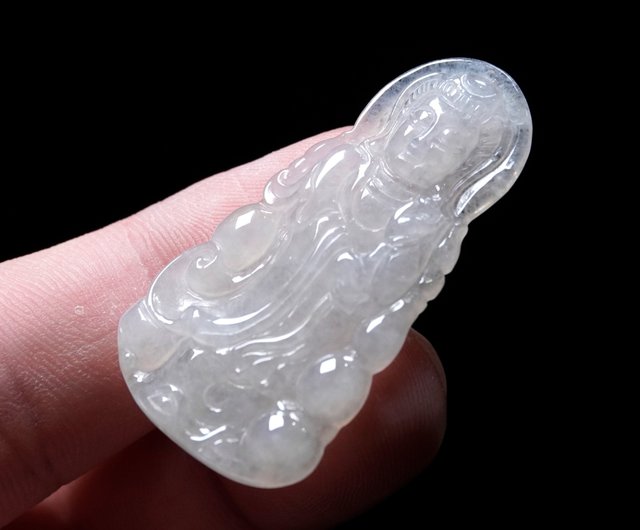 氷翡翠彫刻観音菩薩天然ビルマ翡翠ギフト | - ショップ Yingluo