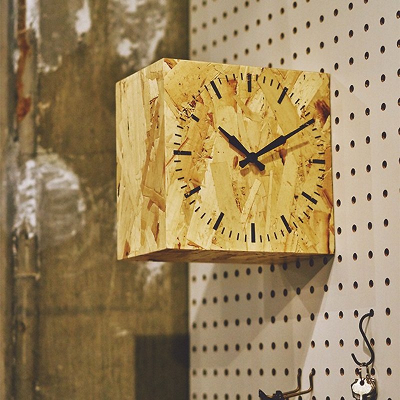 Hodis- 美式穀倉 靜音 雙面 時鐘 掛鐘 - 時鐘/鬧鐘 - 木頭 咖啡色