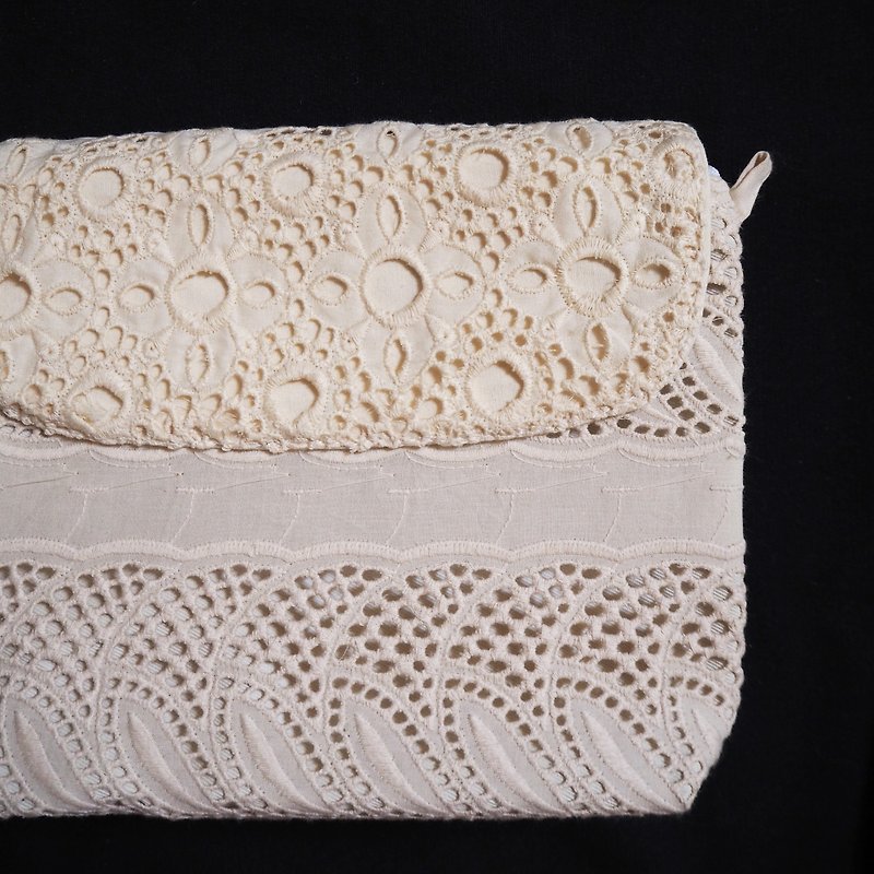 lace bag - กระเป๋าแมสเซนเจอร์ - ผ้าฝ้าย/ผ้าลินิน ขาว