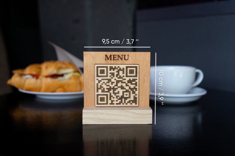 QR code menu, QR code menu sign, Wooden qr cod sign - 其他 - 木頭 