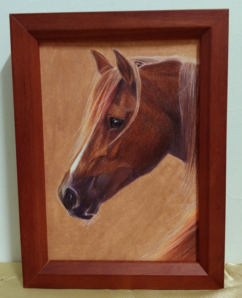 装飾/馬/色鉛筆画/オリジナル/額装 - ポスター・絵 - 紙 