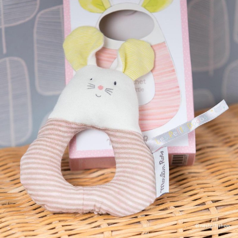 法國 Moulin Roty Les Petits Dodos 老鼠造型手搖鈴 H 13cm - 彌月禮盒 - 其他材質 粉紅色