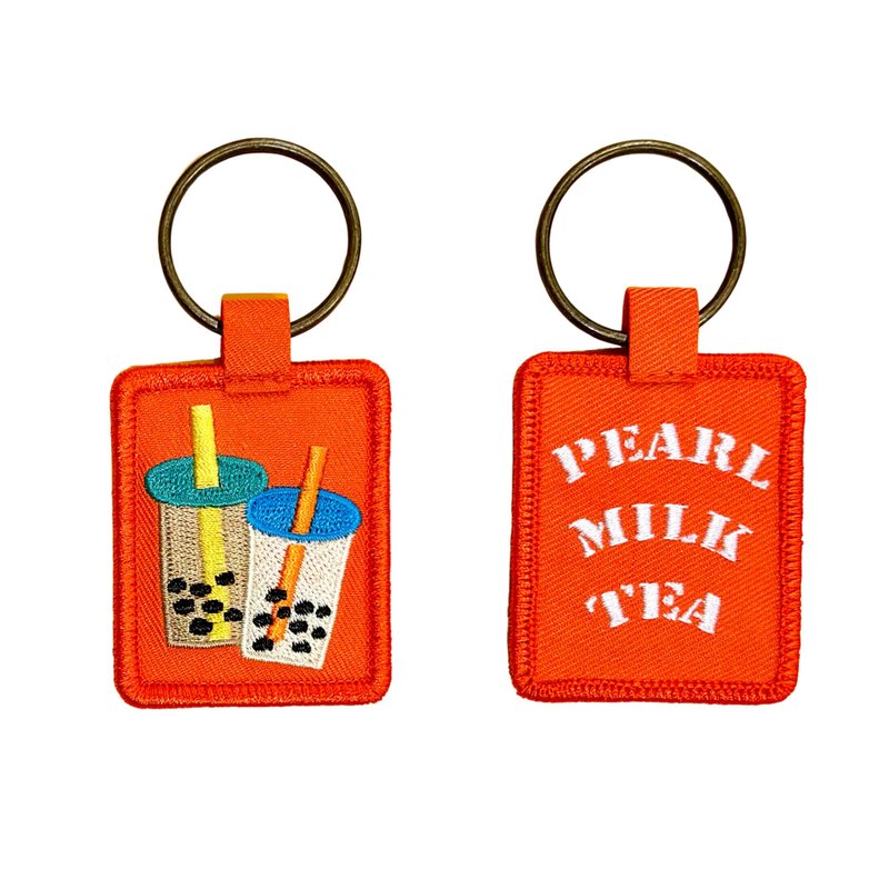 Embroidered keychain Taiwan ft. Pearl milk tea | 11 styles in total/minimum order of 100 pieces of the same style available - Keychains - Other Metals 