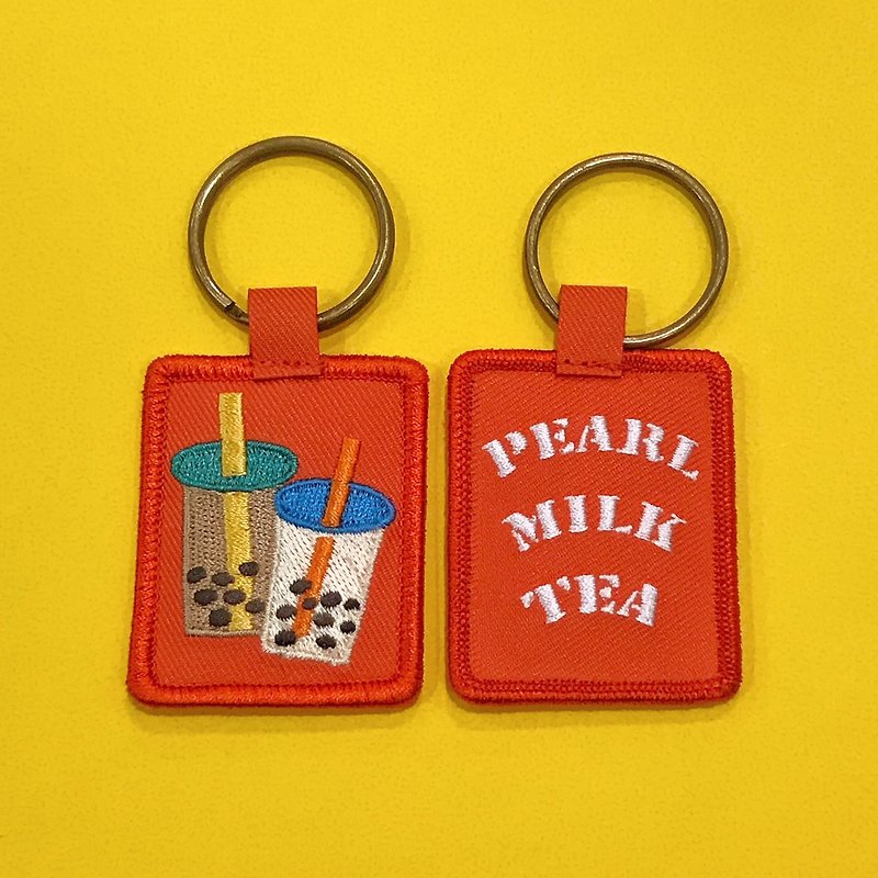 Embroidered key ring Taiwan ft. Pearl milk tea | 11 styles in total / 100 pieces of the same style are available for minimum order - Keychains - Other Metals 