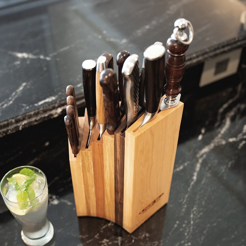 Designed in New York American Hardwood Craftmade Knife Block - Knives & Knife Racks - Wood Brown