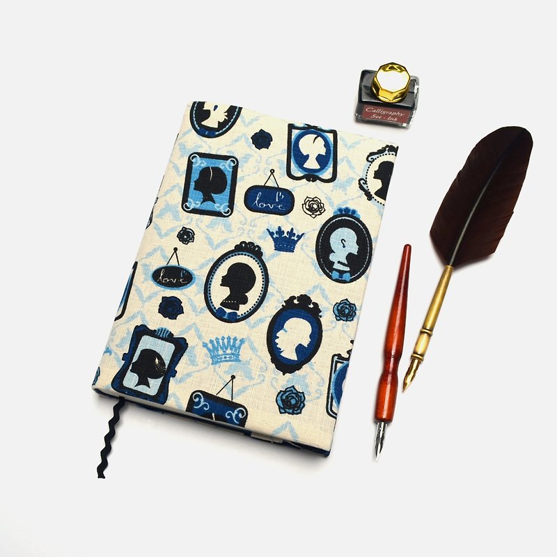 Magic butterfly book cover with bookmark handmade Print Cotton Fabric canvas - ปกหนังสือ - ผ้าฝ้าย/ผ้าลินิน สีน้ำเงิน