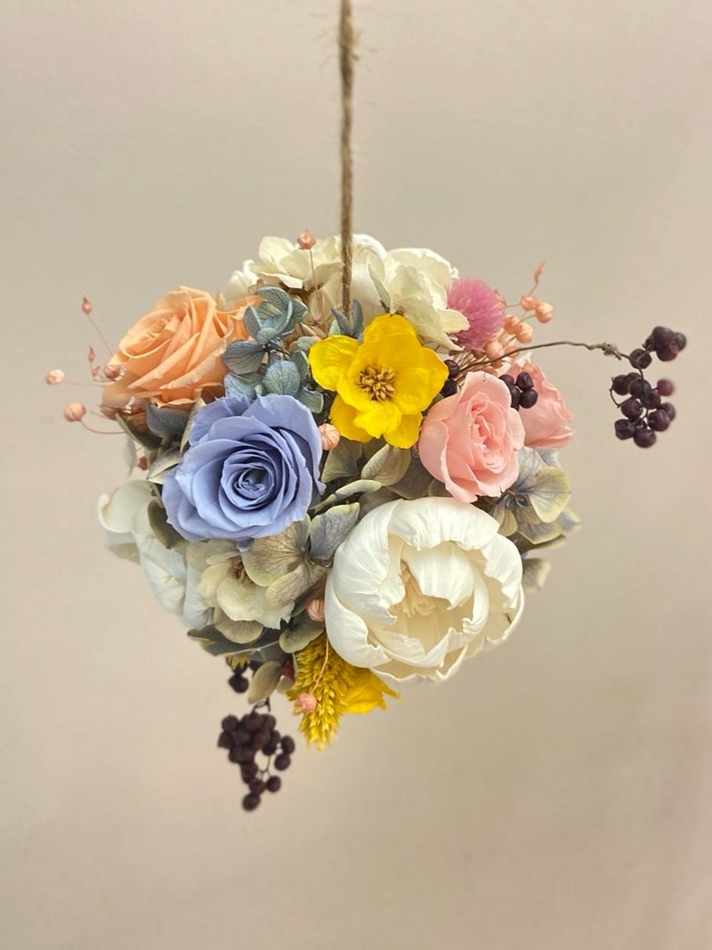 日式圓型永生捧花 / 新娘捧花/永生花花禮/居家佈置 - 乾燥花/永生花 - 植物．花 多色