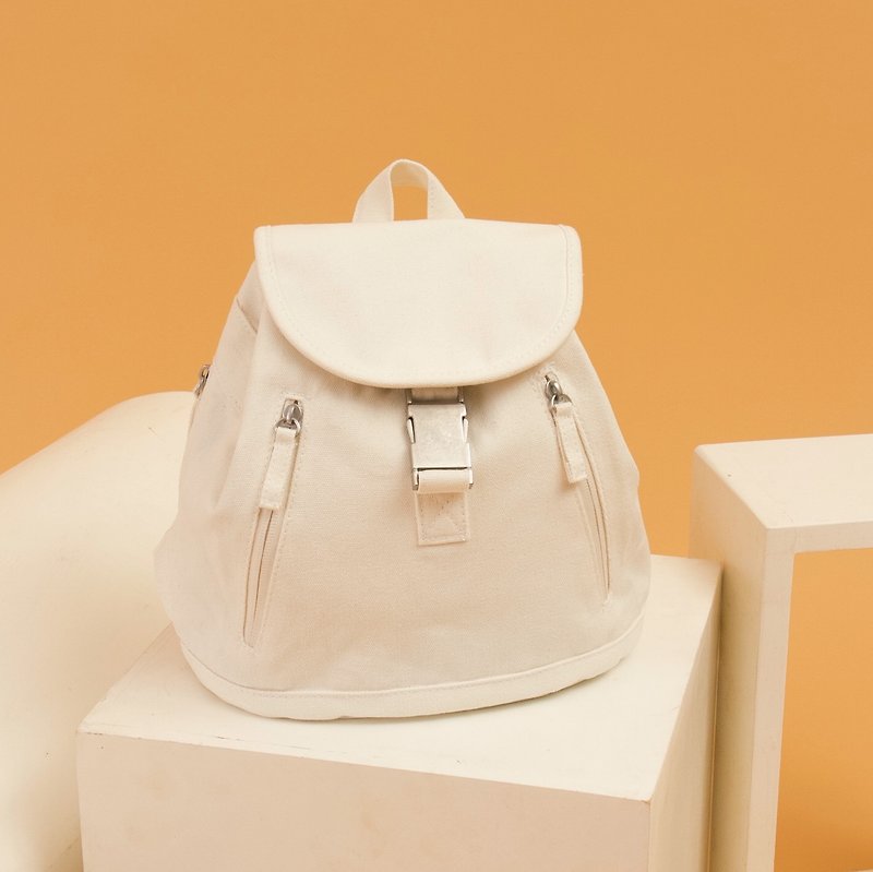 PeterPeter's Canvas Backpack in White (S) - Backpacks - Cotton & Hemp White