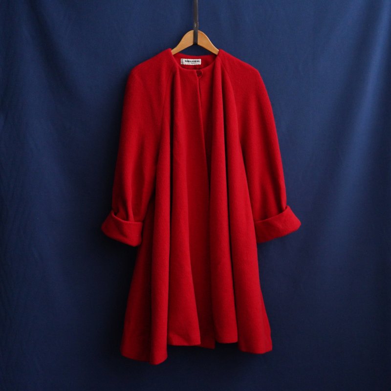 sonia rykiel重磅紅色傘狀大衣中古古著外套 vintage - 女大衣/外套 - 其他材質 紅色