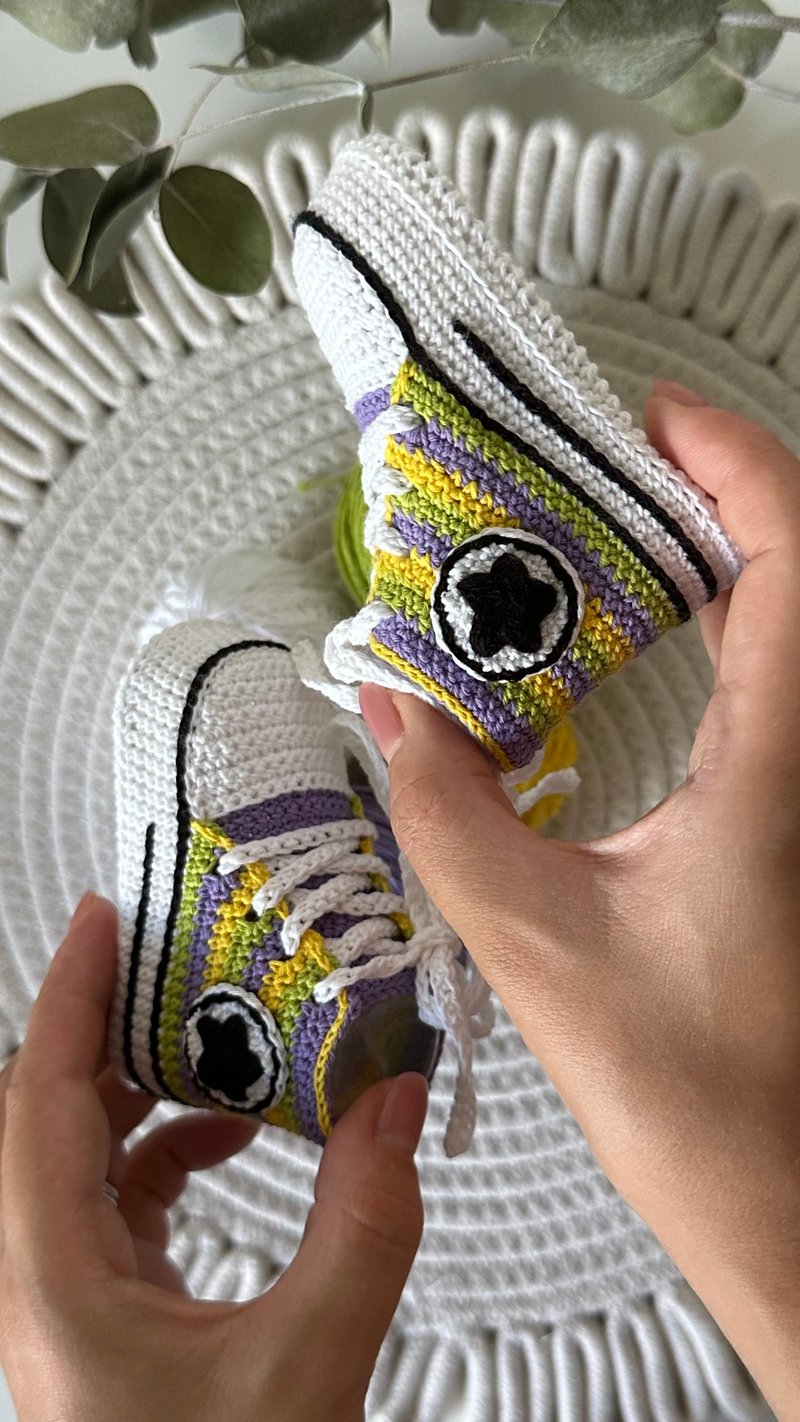 Cute Converse Baby Booties Baby Newborn Shoes Gift Baby Reveal Party Family Look - Baby Shoes - Cotton & Hemp Multicolor