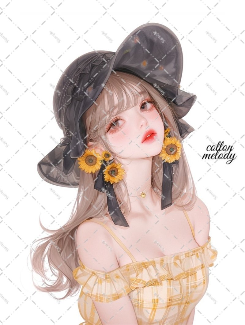 original sticker no.6151 人物ステッカー オリジナルステッカー 人物ステッカー 女の子ステッカー オリジナル人物ステッカー - 貼紙 - 紙 